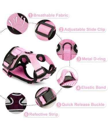Breakproof Cat Dish Set with Adjustable Reflective Vest for Small Kittens - Pink XXS - Buy Online on GoSupps.com