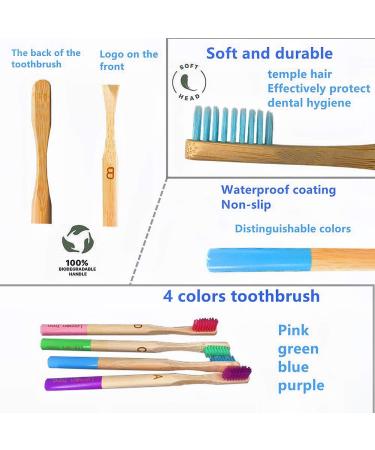 Bamboo Toothbrush 4-Pack with Cases - Eco-Friendly, BPA-Free, Biodegradable - Includes 4 Travel Cases and 10 Dental Floss Pack - Buy Online on GoSupps.com