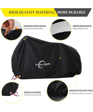 Aiskaer 29er Bike Cover with Lock Hole | Waterproof & Anti-UV Heavy Duty Ripstop | Reflective Safety Loops for Mountain Road Electric Bike Motorcycle | Outdoor Storage 210D Black - Buy Online on GoSupps.com