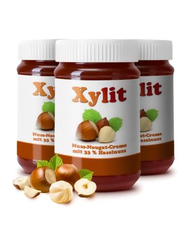 Xund X sst Xylit Nusss Nougat Cream 38% Hazelnut 3 Glasses 300g Each