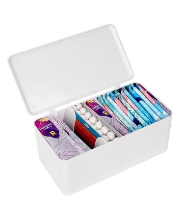 ChengFu Pad and Tampon Organizer for Bathroom Pad and Tampon Organizer for Period Sanitary Napkin Storage Container White