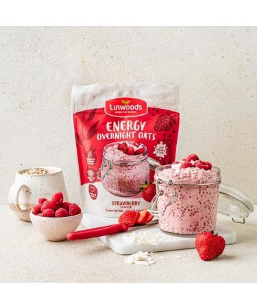  Linwoods Linwoods Strawberry Energy Overnight Oats | 5 x 300g Porridge Oats | Healthy Breakfast Foods | Vegan & Gluten Free - Buy Online on GoSupps.com