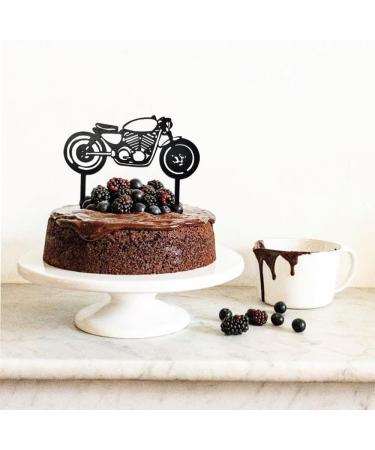 Silars 2pc Motorcycle Cake Topper - Happy Birthday Acrylic Decorations for Motorbike Enthusiasts - Buy Online on GoSupps.com