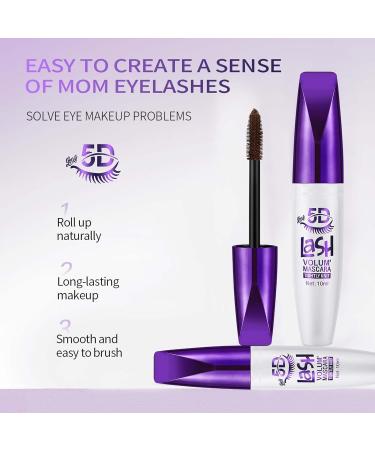 EONFAVE 5D waterproof mascara long eyelashes waterproof volumizing brush black eyelashes long lasting mascara cream mascara with silk fiber nonclumping extra volume thick and curly - Buy Online on GoSupps.com