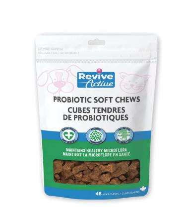 Revive Active Probiotic Soft Chews 48ct Daily gastrointestinal support - supports a healthy gut environment and good digestion by maintaining The balance of healthy microflora in dogs and cats.