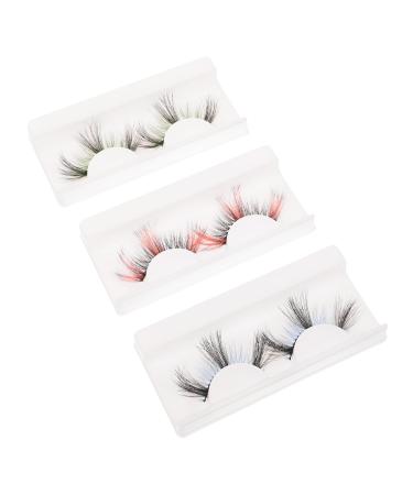 3 Pairs fluffy fake eyelashes Fake eyelashes of false eyelashes Imitation cosplay fluffy fake eyelashes fake lashes Curly colored lashes European and American