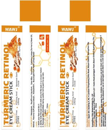 WAWJ Turmeric & Retinol Eye Cream Stick Eye Bag Stick Under Eye Balm Stick Use for Moisturizing & Brightening Melanin Eye Cream - Buy Online on GoSupps.com