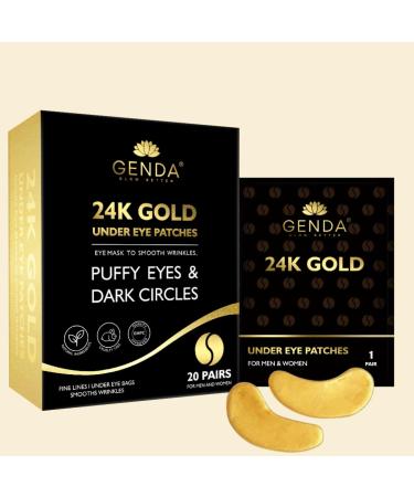 Under Eye Patches for Puffy Eyes and Dark Circles Treatment Skin Care Eye Mask Reduce Eye Bags Dry & Fine Lines Wrinkles with Collagen and Hyaluronic Acid by GENDA (Gold - 20 Pairs)