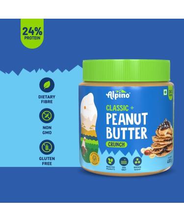 ALPI NO Classic Peanut Butter Crunch 800g - Roasted Peanuts Brown Sugar & Sea Salt - 24g Protein non-GMO Gluten Free Vegan Plant Based Peanut Butter Crunchy 400g Pack of 2 - Buy Online on GoSupps.com