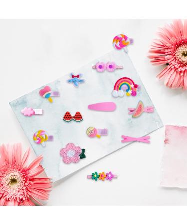 14PCS Sweet Girl Hair Clips Set - Pink Candy Ice Cream Flower Barrettes for Children, Baby Hair Accessories - Cartoon Hairpins for Kids - Buy Online on GoSupps.com