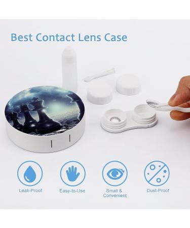 Chess Digital Model Round Case For Contact Lens Kit Storage Box with Mirror Printed - Buy Online on GoSupps.com