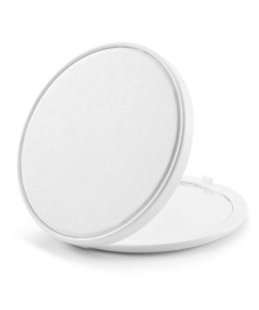 Getinbulk Compact Mirror Bulk  Small Pocket Makeup Round Mirror Double-Sided 1X/3X Magnifying PU Leather (White  2.7 inches)