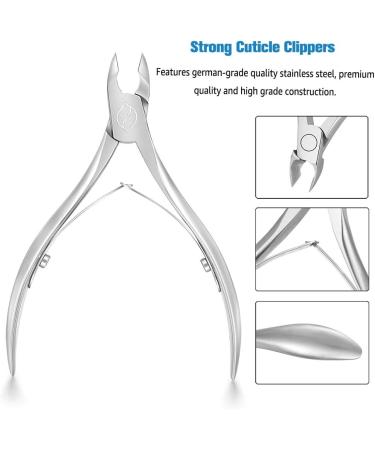 FERYES Cuticle Nippers - Professional Stainless Steel 1/2 Jaw Trimmer Scissors for Precise Nail Care | Double Springs Pedicure Manicure Tool FL-N300 Silver - Buy Online on GoSupps.com