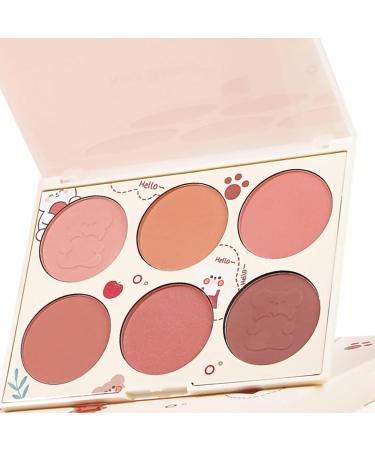Kcabrtet 6 Colorss Face Blush Palette Matte Shimmers Blush Palette Smooths Blendable Powder Blush Contour Highlighter Blush Multiuse Makeup Palette(Six color powder blusher plate) - Buy Online on GoSupps.com