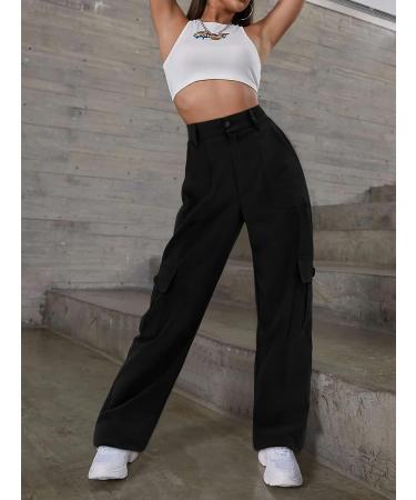 LOLOCCI Women's High Waisted Cargo Pants, 6 Pocket Streetwear Tactical Pants - Black, Medium - Buy Online on GoSupps.com