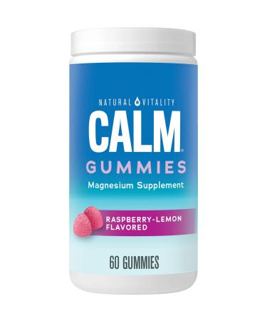 Natural Vitality Calm Gummies Magnesium Supplement Raspberry-Lemon Flavored 60 Gummies