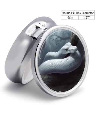 Round Snake Print Pill Box | 3 Compartment Decorative Metal Organizer | Portable Pocket Medicine Case - Buy Online on GoSupps.com