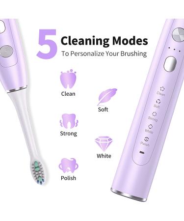 SARMOCARE Sonic Electric Toothbrush - Rechargeable for Adults & Kids | 5 Modes, 3 Intensity Levels | Waterproof, Wireless Charging | Smart Timer & Travel Case - Purple - Buy Online on GoSupps.com
