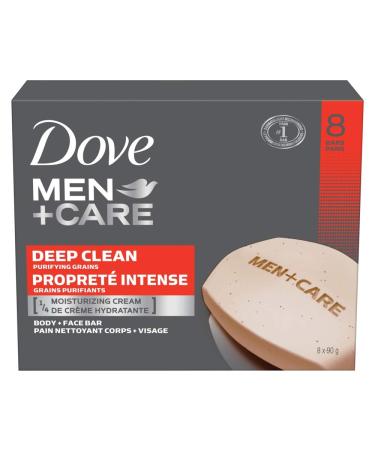 Dove Men+Care Deep Clean Purifying Grains Body & Face Bar 8x90g 720 g (Pack of 1)