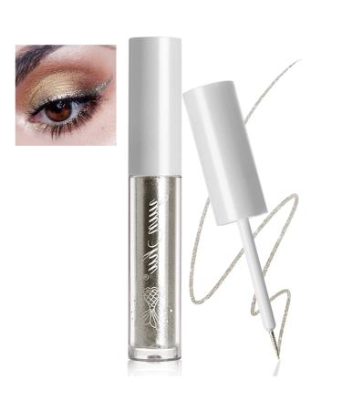 Jutqut Liquid Glitter Eyeliner  Metallic Eye Liner and Eyeshadow with Shimmer Diamond Sparkling Sheen  Long Wearing  3D Eye Glitter Makeup  Intense Color with One Layer Coverage  02 02STARRY SILVER