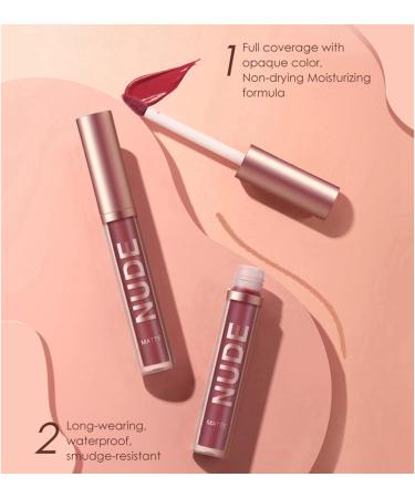 Nude Lipstick and Lip Liner Set - Long Lasting Waterproof Lip Stain - Highly Pigmented Lip Makeup Kit for Daily & Holiday Gifts (03) - Buy Online on GoSupps.com