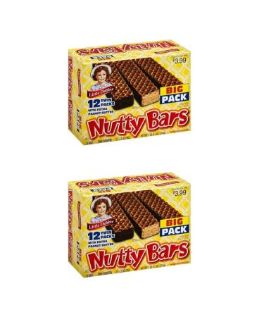 Little Debbie Nutty Bars 2 boxes of 12 twin-packs each, 24 twin-packs total