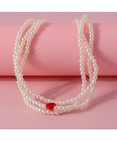 KUAIYIJU Stylish Love Pendant Necklace - Elegant Layered Pearl Clavicle Chain for Trendy Ladies | International Shipping Available - Buy Online on GoSupps.com