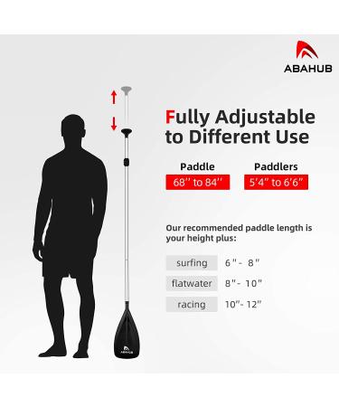 Abahub 1 x 3 Section Lightweight SUP Paddle | Adjustable Aluminum Alloy Shaft | Plastic Nylon Blade | Black/Blue/Green/Orange/Red/Yellow | 68-84 - Buy Online on GoSupps.com