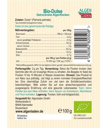 Buy ALGENLADEN Organic Dulse Flakes 100g - Vegan Red Algae for Smoothies | Raw Food | International Shipping - Buy Online on GoSupps.com