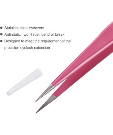 Quesuc 2 Pieces Straight and Curved Tip Tweezers Nipper for Eyelash Extensions Pink Stainless Steel False Lash Application Tools - Buy Online on GoSupps.com
