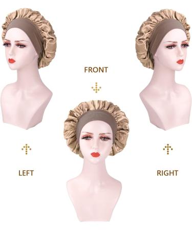 AliLeader 2Pcs Silk Hair Wrap for Sleeping - Black+Gold Satin Bonnet for Curly Hair - Buy Online on GoSupps.com