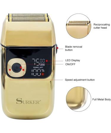 Surker Shavers for Men Electric Shaver Razor Cordless Professional Barber Shaver USB Rechargeable Wet/Dry Shaving(Gold)  - Buy Online on GoSupps.com