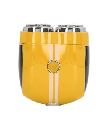 Electric Beard Trimmer Type C Charging 360mAh IPX7 Curved Mesh Wet and Dry Dual Use Zinc Alloy Electric Mini Beard Shaver for Travel (Yellow)