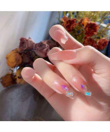 24Pcs/Set Press On Nails Pink Long False Nails Acrylic Fake Nails Full Cover Nails Tips Artificial Finger Manicure Press on nails for Women and Girls