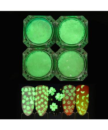 4 boxes/set luminous nail art sequins glitter nail art nail sticker glitter make -up for women/girl manicure DIY or nail studio art craftsmanship masquerade party (heart star flowers moon)