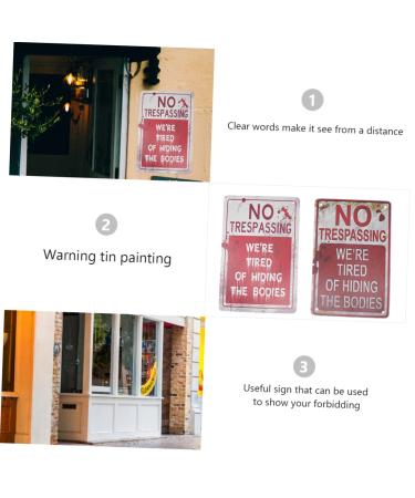 Zerodeko 2pcs Warning Tin Painting Emblems Metal Halloween Wall Art Retro Iron Vintage Signs Iron Painting - Buy Online on GoSupps.com