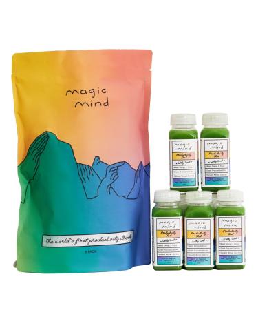 Magic Mind Focus Energy Drink Shots - No Jitters Stress Relieving Ashwagandha Functional Mushrooms Matcha Green Tea Vitamin B12 Vitamin C - 2 FL Oz (5 Pack) Green Tea 2 Fl Oz (Pack of 5)