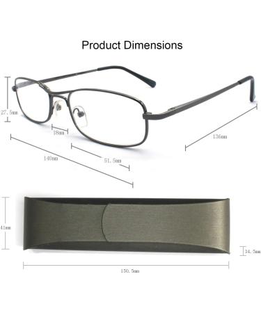 Extra Wild Metal Reading Glasses - 3-Pack Black with Spring Hinge & Hard Case for Men & Women - 2.0 Diopters - Buy Online on GoSupps.com