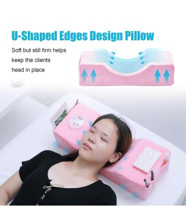 Memory Foam Beauty Eyelash Extension Neck Pillow with Makeup Pocket - Pink - Buy Online on GoSupps.com