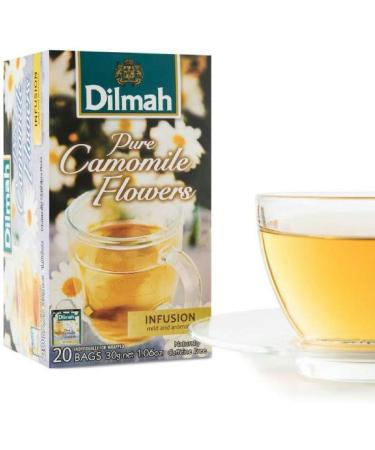 Dilmah Pure Camomile Flowers 20 Tea Bags - Caffiene Free - Pure Sri Lankan Ceylon Tea Box - Buy Online on GoSupps.com