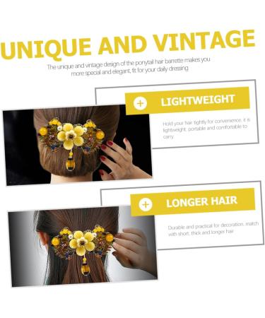 Housoutil Hairpin Hair Barrettes Hair Clip Hair Pin Hair Claw Clips for Women Wedding Hair Accessories for Women Flower Ponytail Barrette Vintage Hair Barrette Spring Hair Barrette - Buy Online on GoSupps.com