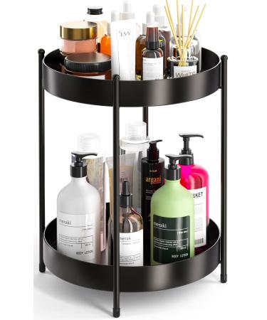 EKNITEY Vanity Organizer for perfume Skincare storage 2-tier bathroom organizer spice racks 26x32cm (black)