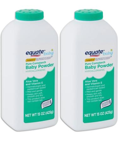 Pure Cornstarch Baby Powder with Aloe & Vitamin E - 15 oz (2 Pack) | International Shipping Available - Buy Online on GoSupps.com