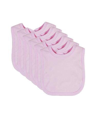 Royal Icon Baby Bibs 0-6 Months & 6-12 Months 100% Organic Cotton Hook and Loop Baby Feeding Bibs - Soft Absorbent Baby Bib - Adorable baby weaning bib For Toddler Boys and Girls Set of 3/6 /12Pc 6 x Pink