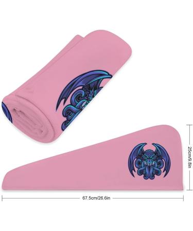 Cthulhu Esport Mascot Microfiber Hair Towel Wrap for Women - 10" x 26" Super Absorbent Hair Turban with Button - Fast International Shipping - Buy Online on GoSupps.com