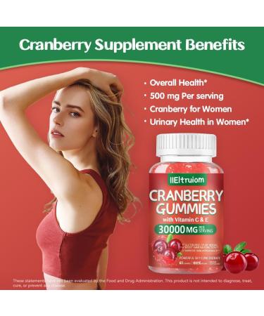 IIEltruiom Cranberry Gummies Urinary Tract Health for Women & Men 50X Concentrate Extrac Vitamin C & E Cranberry Gummies for Women with Hibiscus to Support Immune 60 Counts - Buy Online on GoSupps.com