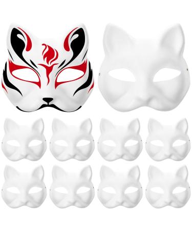 Homoyoyo 10 pieces of cat mask Therian-Masks DIY Unpainted masquerade cat mask paper for maskerade halloween cosplay masks costume party gifts