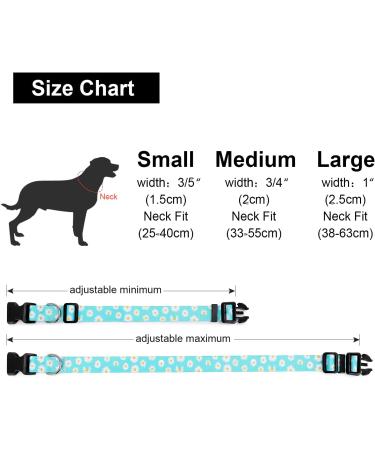Suredoo Adjustable Dog Collar - Soft & Comfortable Nylon for Small to Medium Dogs | Blue Daisy Design (M: Neck 33-55 cm 2 cm Width) - Buy Online on GoSupps.com