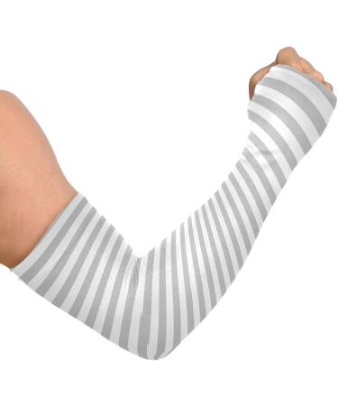 Grey Striped Compression Arm Sleeve - UPF 40+ Sun Protection for Men & Women - Buy Online on GoSupps.com