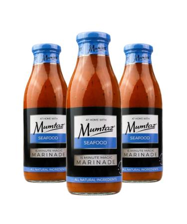 Mumtaz SEAFOOD Marinade Sauce - Pack of 3x500g 15 Minute Magic Marinade Medium Spiced BBQ-Grill-Roast-Stir or Air fry All Natural Ingredients Gluten Free Vegan Friendly.
